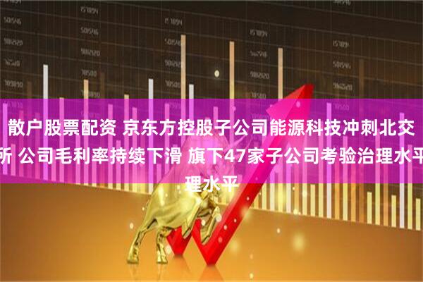 散户股票配资 京东方控股子公司能源科技冲刺北交所 公司毛利率持续下滑 旗下47家子公司考验治理水平