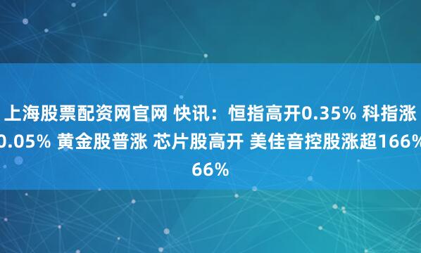 上海股票配资网官网 快讯：恒指高开0.35% 科指涨0.05% 黄金股普涨 芯片股高开 美佳音控股涨超166%